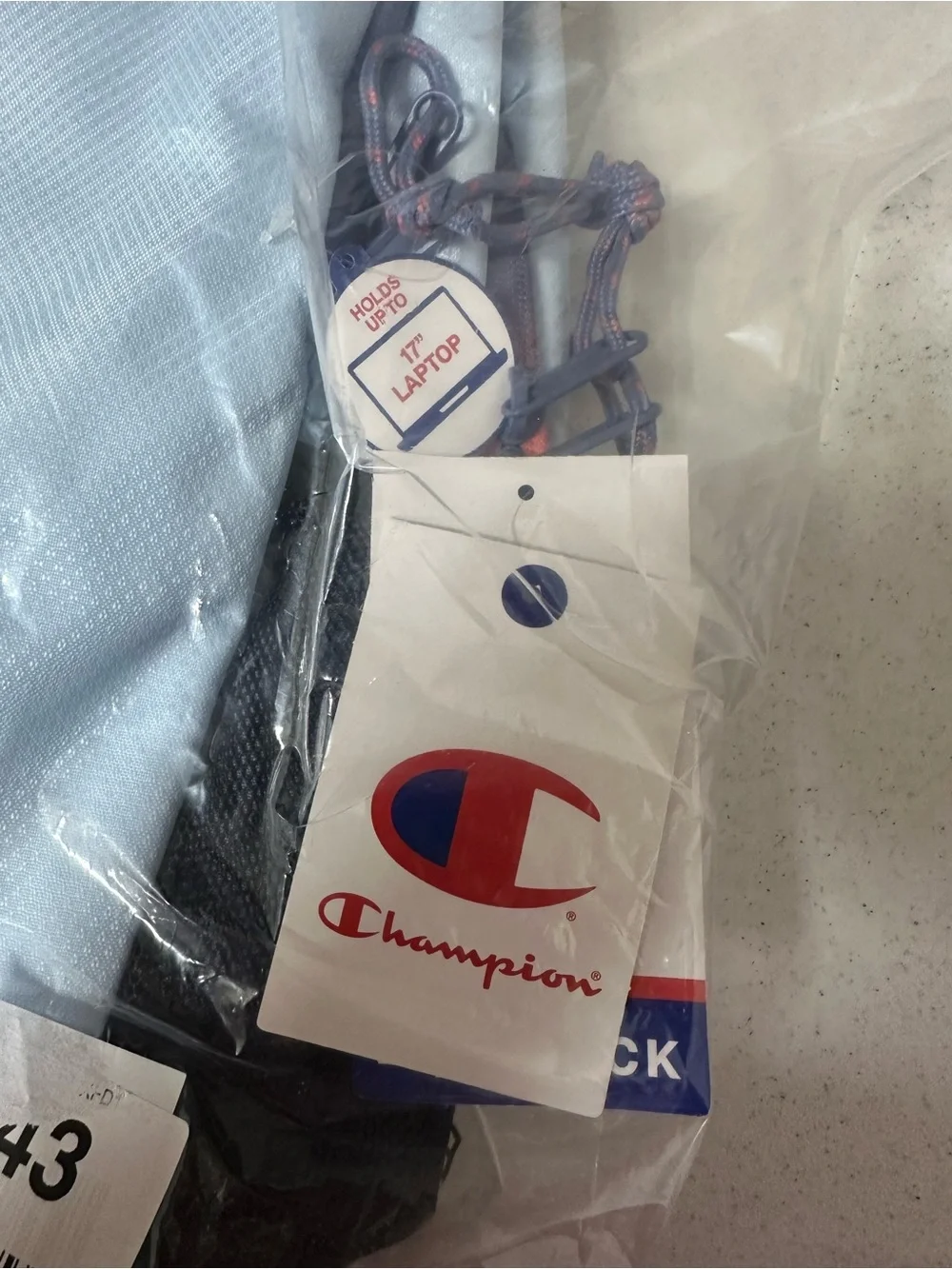 Champion CenterLight Blue Backpack with Navy and Coral w/Laptop Sleeve NWT
